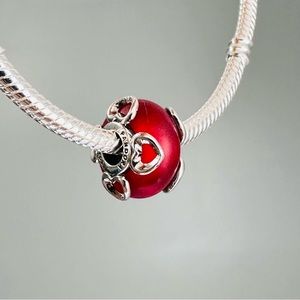 Pandora frosted RED murano glass bead, charms for pandora bracelets